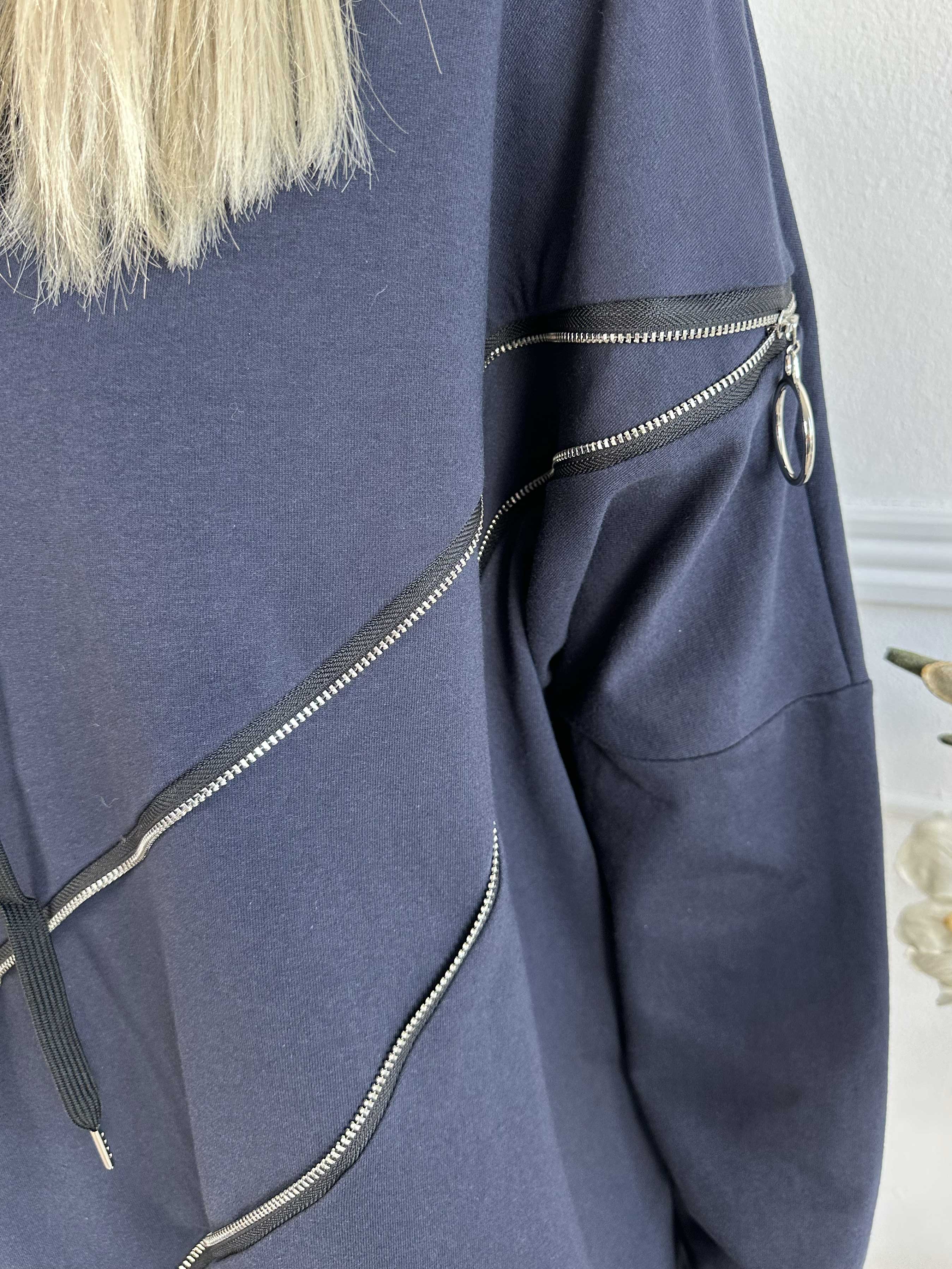 Merah - Hættetrøje med lynlåsdetalje